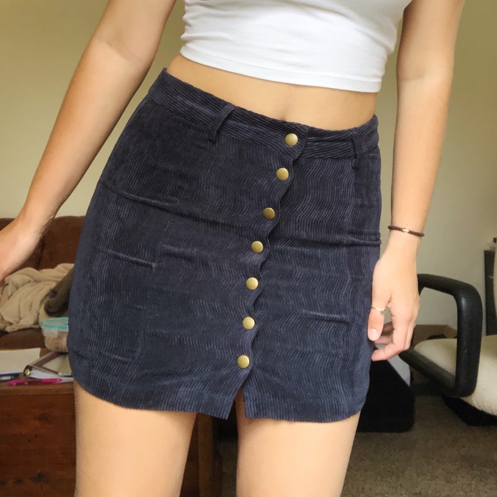 Navy Blue Corduroy Skirt
